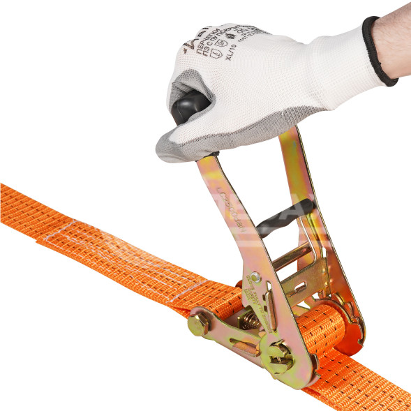 Ремень крепления груза для ЕВРОФУРЫ 2,5/5 т, 3,6 м, ширина 50 мм, с рельсовым креплением (крючки &quot;ласточка&quot;)