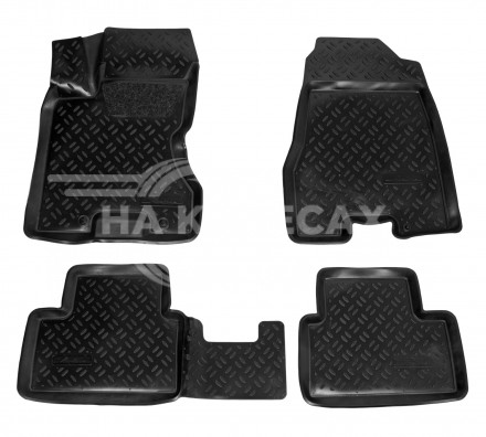 Ковры для Nissan X-Trail (07-14), 4 шт., выс.борт, 3D с подпятником, ТЭП, черн.