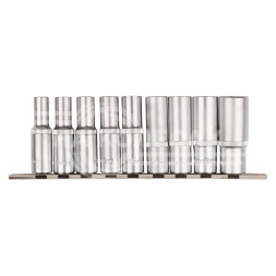 Набор головок торцевых 1/2" DR шестигранных 9пр. глубоких (10,11,12,13,14,15,17,19,22мм)