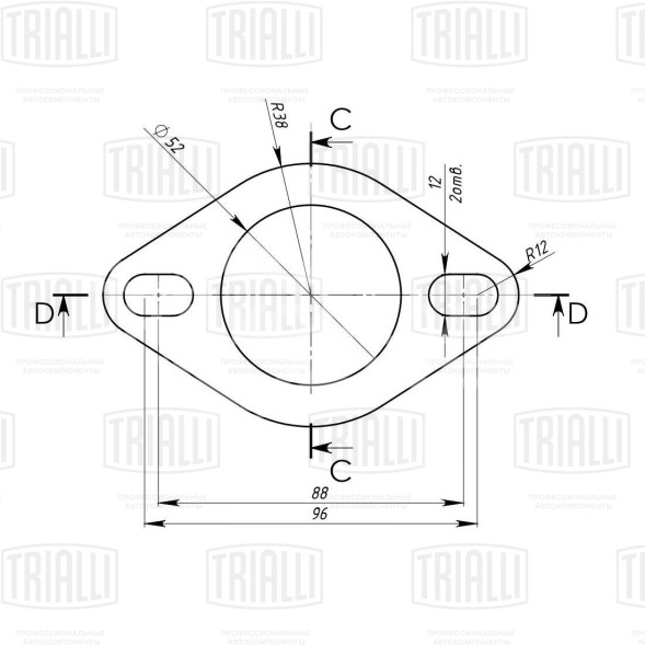 Фланец универсальный d=52 под шпильку 12mm. (алюминизированная сталь)