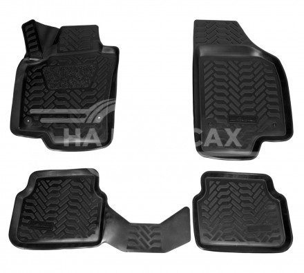 Ковры для VW Tiguan (07-16), 4 шт., (крепеж), выс.борт, 3D с подпятником, ТЭП, черн.