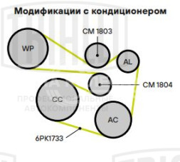 Ролик приводного ремня для автомобилей VW Polo Sedan (10-)/Skoda Rapid (12-) 1.2i/1.4TSi/1.6i AC+ (с натяжным механизмом) (CM 1804)