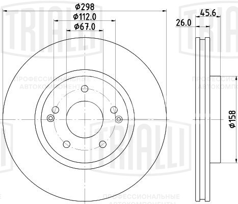 Диск тормозной передний для автомобилей SsangYong Action (11-) d=298 окрашенный