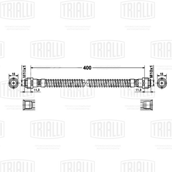 Шланг тормозной задний для автомобилей VW Touareg (02-)/II (10-)/Audi Q7 (06-) L=425мм