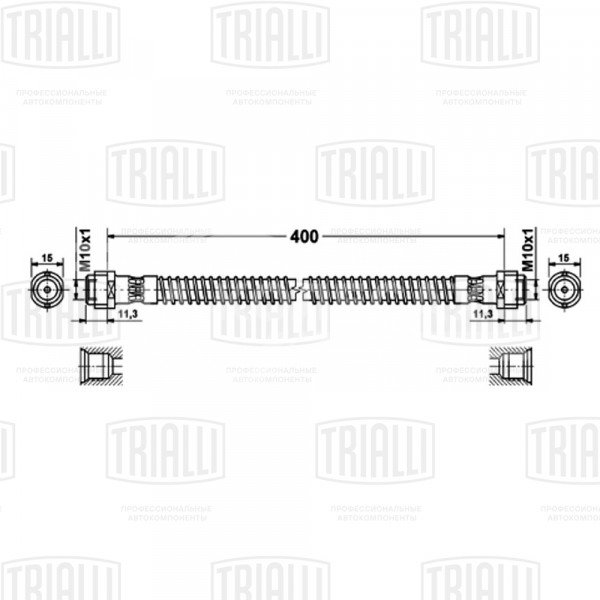 Шланг тормозной задний для автомобилей VW Touareg (02-)/II (10-)/Audi Q7 (06-) L=425мм