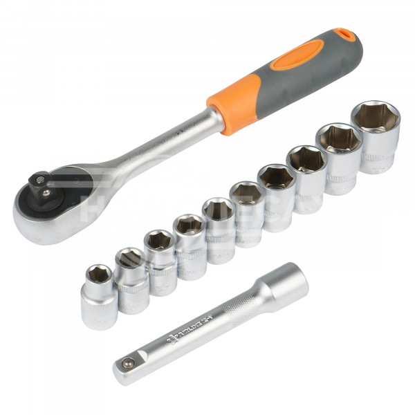 Набор головок с трещоткой 1/2&quot; DR 72Т 12пр. (10,11,12,13,14,15,17,19,22,24мм, удлинитель 125мм)