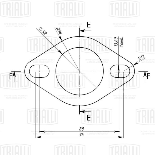 Фланец универсальный d=52 под шпильку 13mm. (алюминизированная сталь)