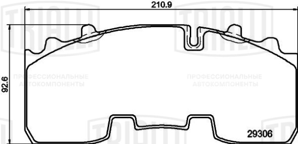 Колодки тормозные дисковые для автомобилей MAN, Mercedes, BPW, SAF (WVA № 29165) с монтажным комплектом