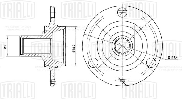 Ступица передняя для автомобиля Лада 1111 (3 отверстия R12)