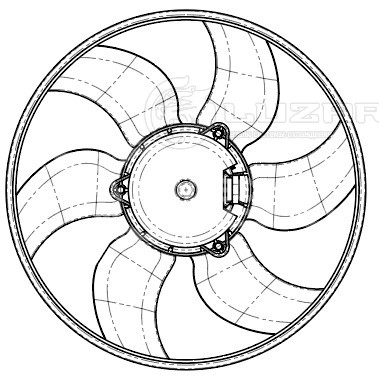 Электровентилятор охлаждения для автомобилей Renault Megane II (03-)/Kangoo I (97-) (без кожуха)