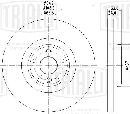 Диск тормозной передний для автомобилей Land Rover Discovery Sport (14-) / RR Evoque (11-) d=349 окрашенный